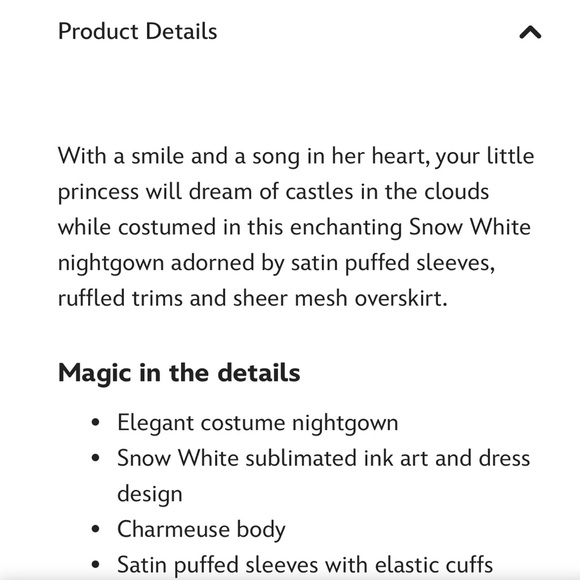 Snow White Costume Nightgown for Girls 7/8 NWOT - Picture 2 of 8